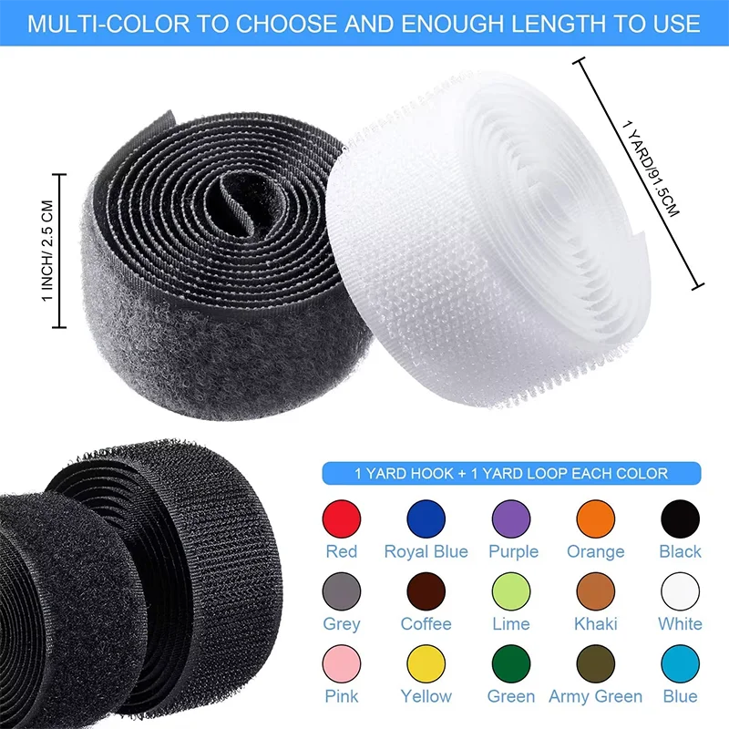 2Meters/Pair Sew On Hook and Loop Fastener Tape`Nylon Fabric Tape Non-Adhesive For DIY Craft Interlocking Tape Sewing Fasteners