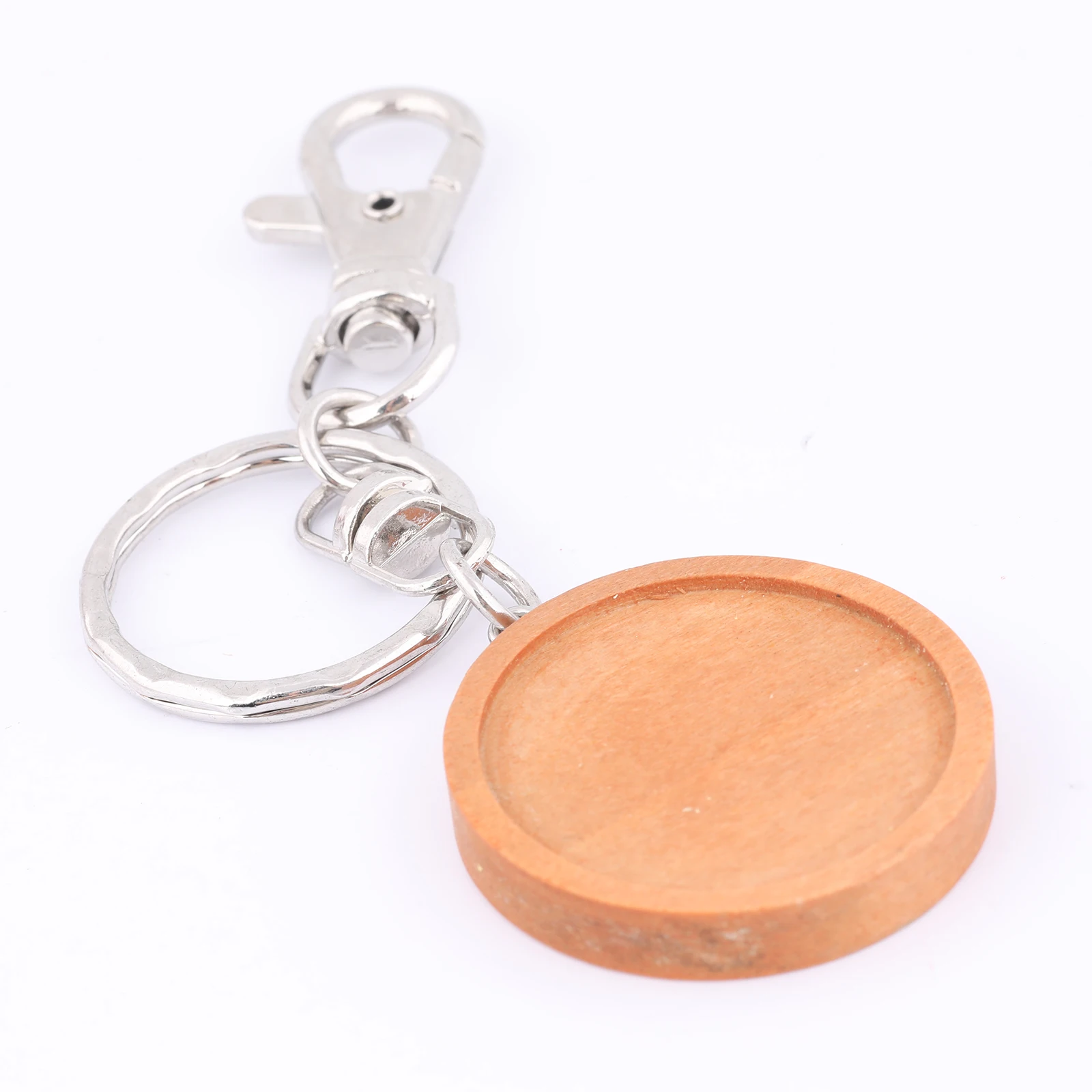 5pcs 30mm Doube Side Wood Cabochon Keychain Base Settings Diy Lobster Clasp Key Chain Keyring For Jewelry Making Supplies