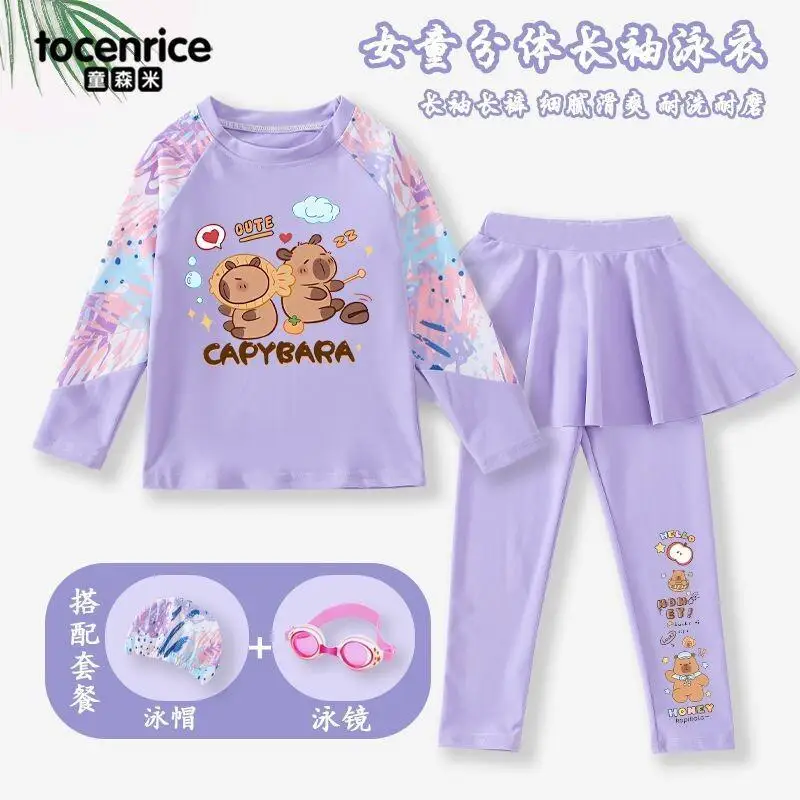 

Горячая новинка: Комплект из двух предметов для девочек (средний и старший возраст) с длинными рукавами, полиэстер, для весны и осени, защита от солнца, дизайн 2025 года