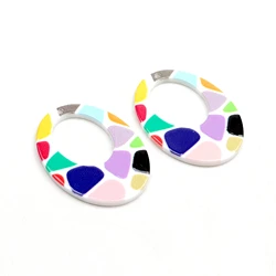 3D Printed Acrylic Beads,Acrylic Earring Charms,Oval Shaped Pendant,Acrylic flower Earring Parts,Earrings ,42mmx30.5mm, ACL060