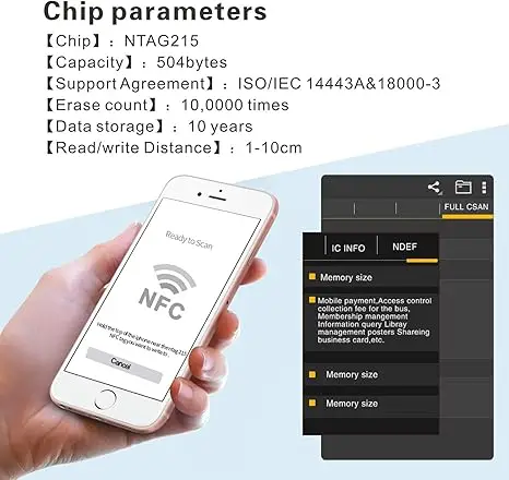 

Yfrfid NFC Tags Ntag215 Stickers iPhone Compatible - Clear NFC Blank Cards (30pcs)