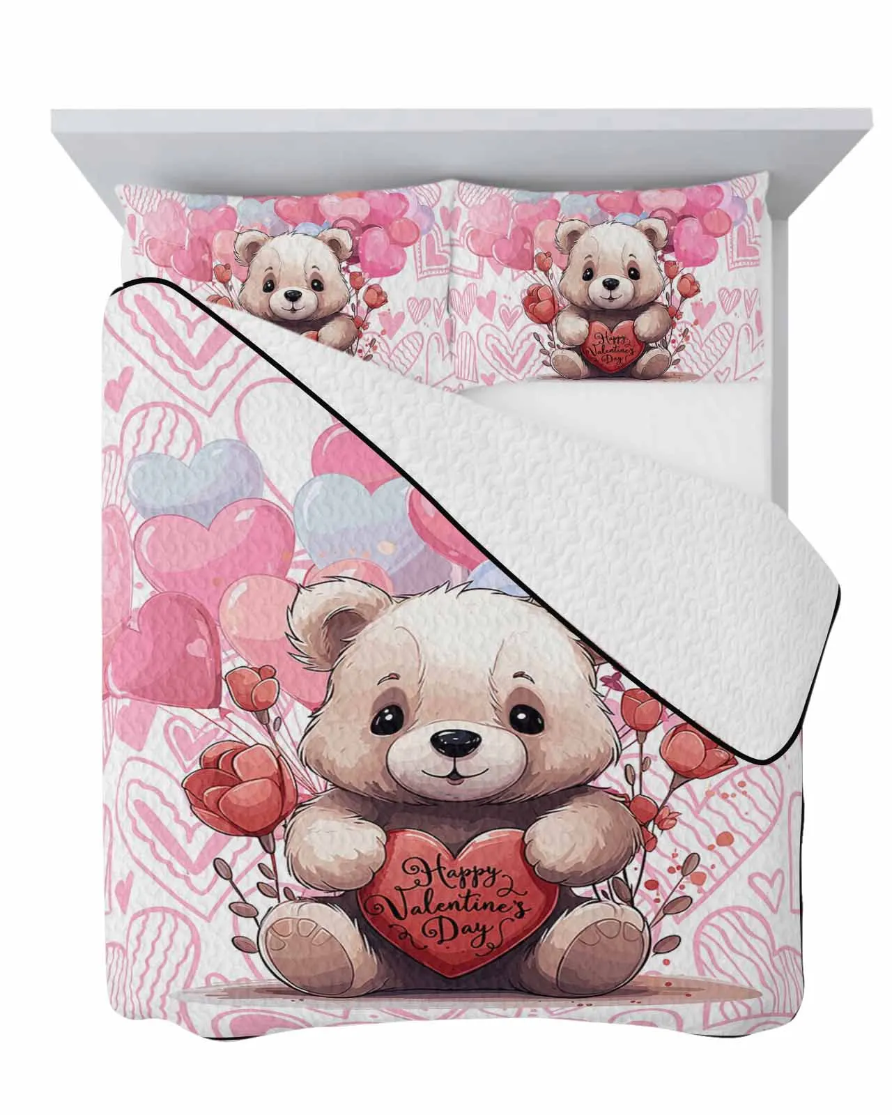 Valentine'S Day Balloon Love Doll Bear Cooling Blankets Air Condition Comforter Lightweight Summer Quilt for Bed Soft Thin Quilt