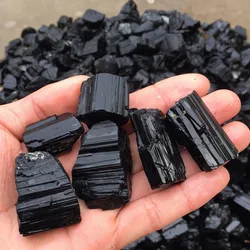 Black Tourmaline Crystal Rough Stone Rock Mineral Gravel Specimen for Grounding and Protection 1pc