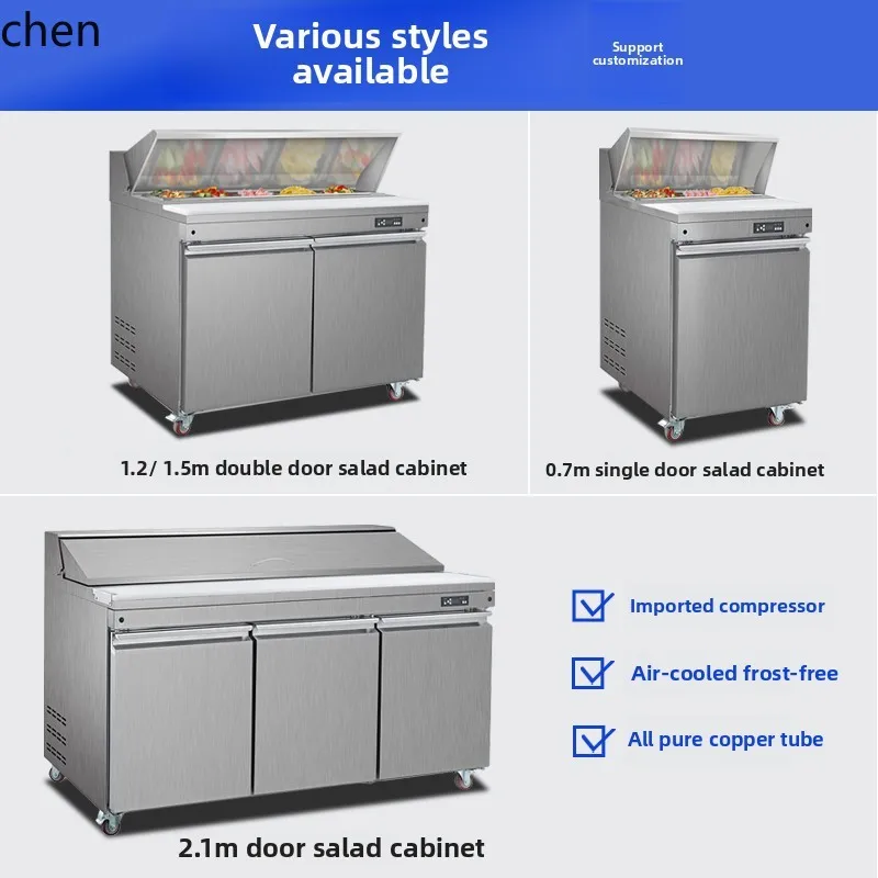 

HXL Salad Cabinet Commercial Salad Cabinet Slotted Fruit Fishing Display Refrigerated Fresh-keeping Cabinet