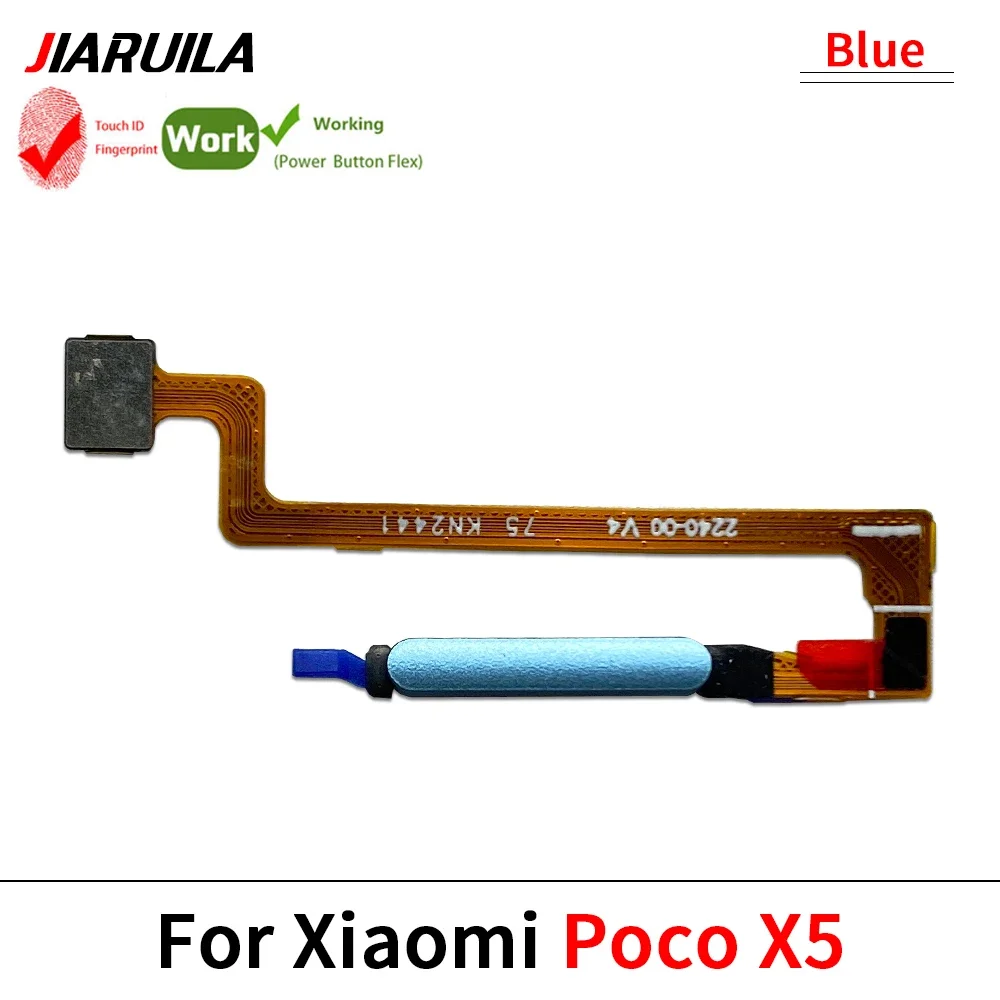 20Pcs，Home Side Power Button Touch ID fingerprint Finger Sensor Scanner Flex Cable For Xiaomi Poco X5 Pro