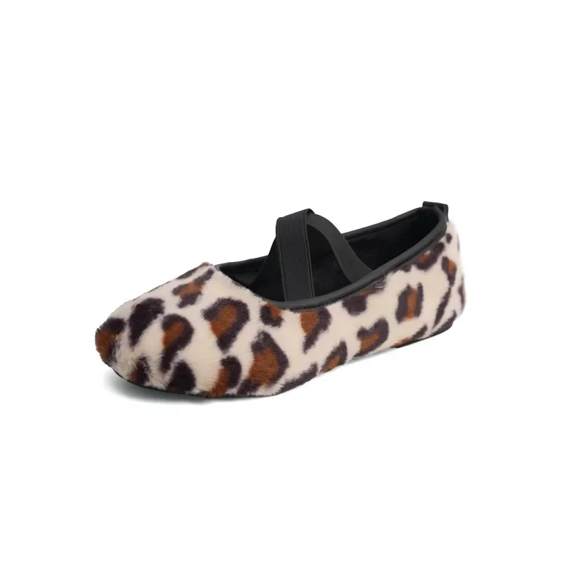 2024 zapatos de mujer a la moda, zapatos planos con banda elástica para mujer, gran oferta, zapatos planos informales con punta redonda para mujer, nuevos tacones planos con estampado de leopardo