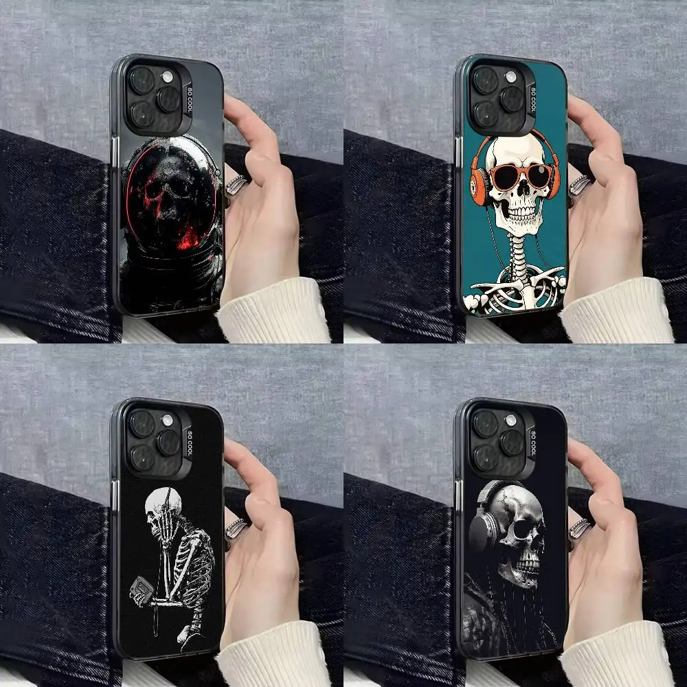 

Art Skull Music Phone Case For iPhone 16,15,14,13,12,11,Mini,Pro,E,SE4,XS,MAX Black Candy Matte Box