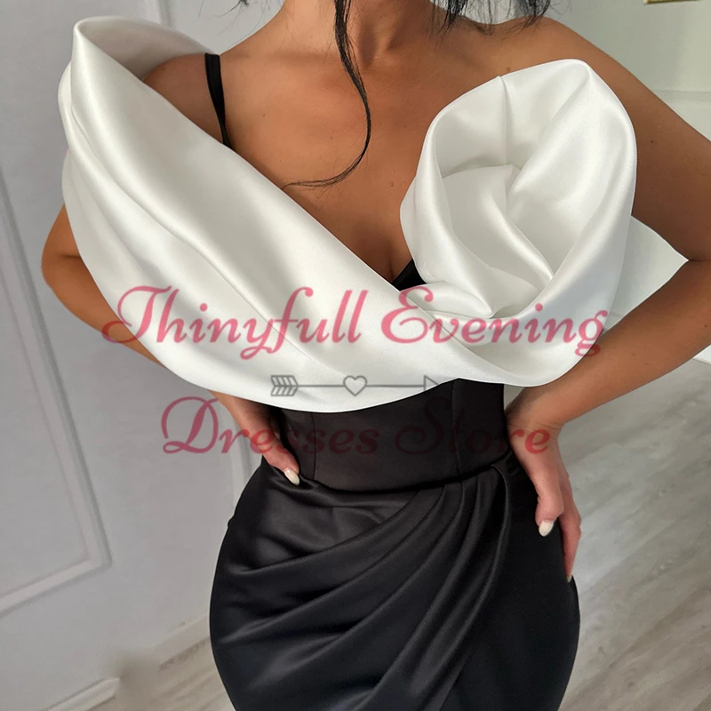 Thinyfull Sexy Mermaid Prom Evening Dresses Black and White High Split Party Dress Formal Night Cocktail Prom Gowns Custom Size