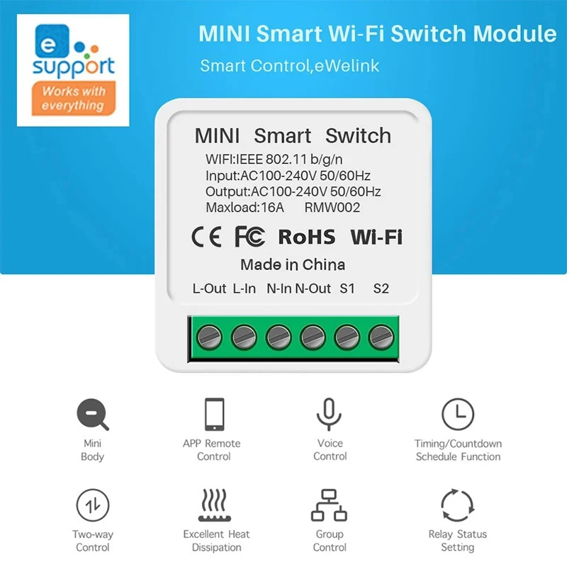 16A Wifi Switch Smart 2-Way DIY Switches Circuit Breaker Timer Support Alexa Маруся Google Home Alice SmartThings Smart Home