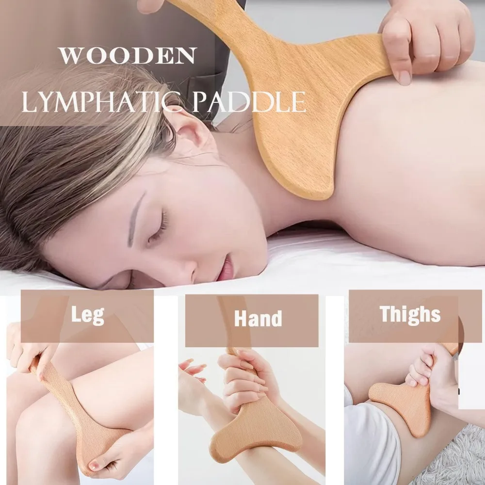 5 in 1 Wood Therapy Massage Tool Lymphatic Drainage Massager Anti Cellulite Fascia Massage Roller for Full Body Muscle Relaxatio