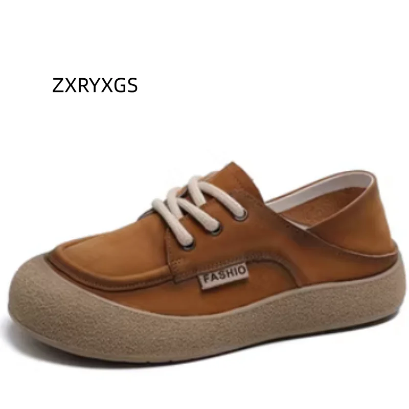 

ZXRYXGS Top Cowhide Fashion Casual Sneakers Women Shoes 2026 New Bestselling Genuine Leather Sneakers Soft Sole Wear Flat Shoes
