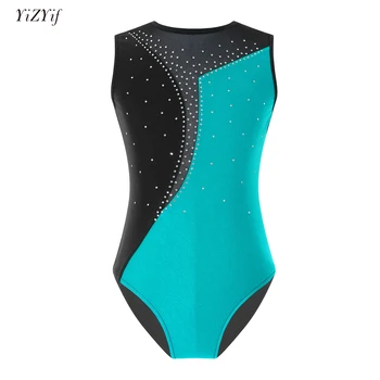 Enfants filles brillant strass gymnastique justaucorps enfants Ballet Tutu gymnastique body enfants patinage artistique danse combinaison