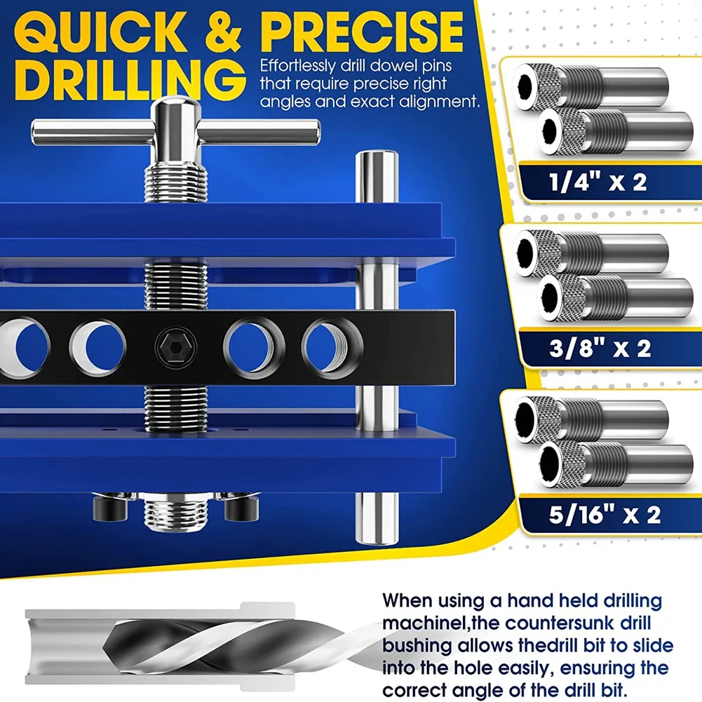 Imagem -03 - Auto Centramento Doweling Jig Kit Broca Jig para Joiner Grupo Largura Ajustável Guia de Perfuração Power Tool Acessório Azul