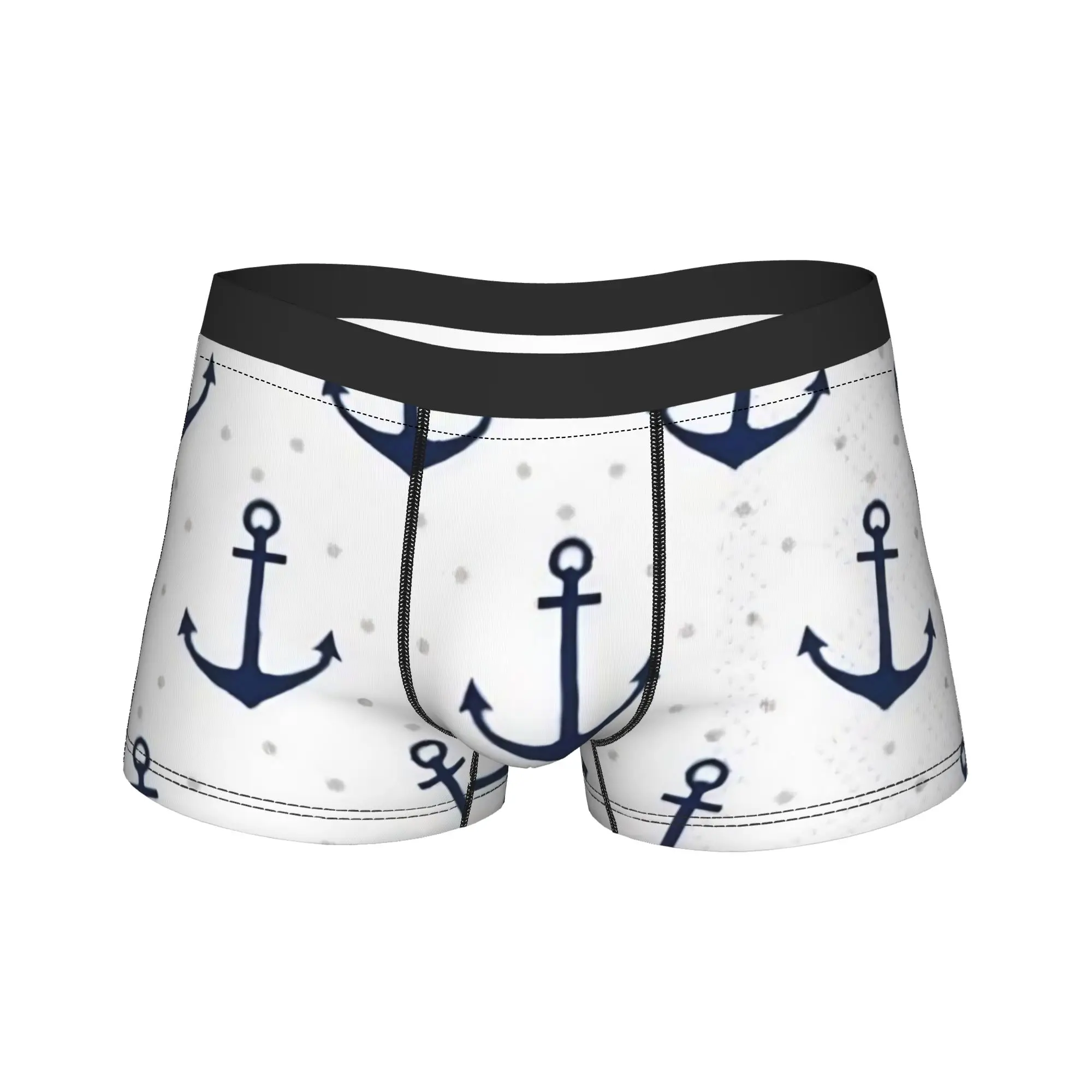 Nautical Anchor Boat Underwear  Design Boxershorts Hot Sale Males Panties Soft Trend Boxer Brief Birthday Gift
