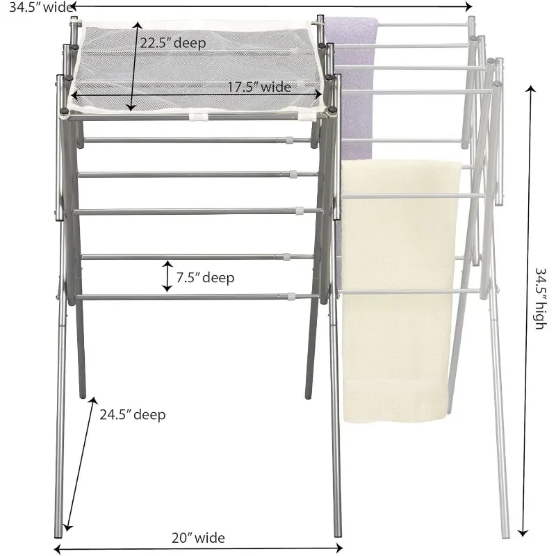 Clothes Drying Rack, Foldable, Expandable and Collapsible Laundry Drying Rack, White