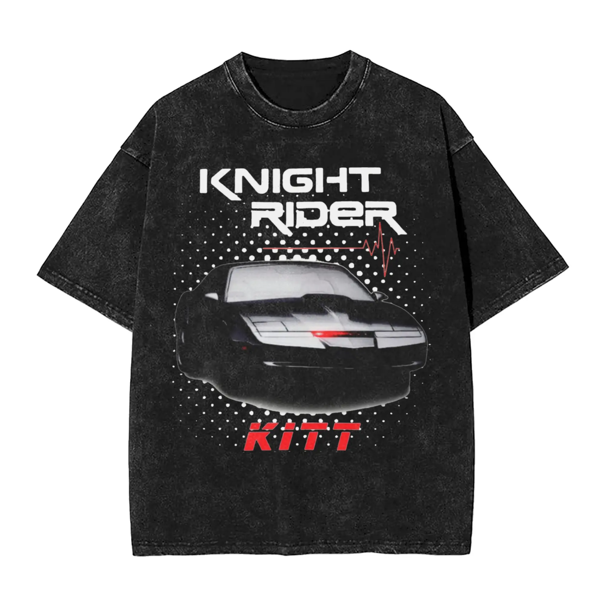 Camiseta divertida K2000 Knight Rider Vintage lavada, camisetas de manga corta con cuello redondo, camiseta de verano de algodón de la serie americana KITT