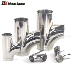 304 aço inoxidável tubos soldados, Exhaust Muffler Connection Pipe, acessórios do carro, R Tee, 51mm, 63mm, 76mm