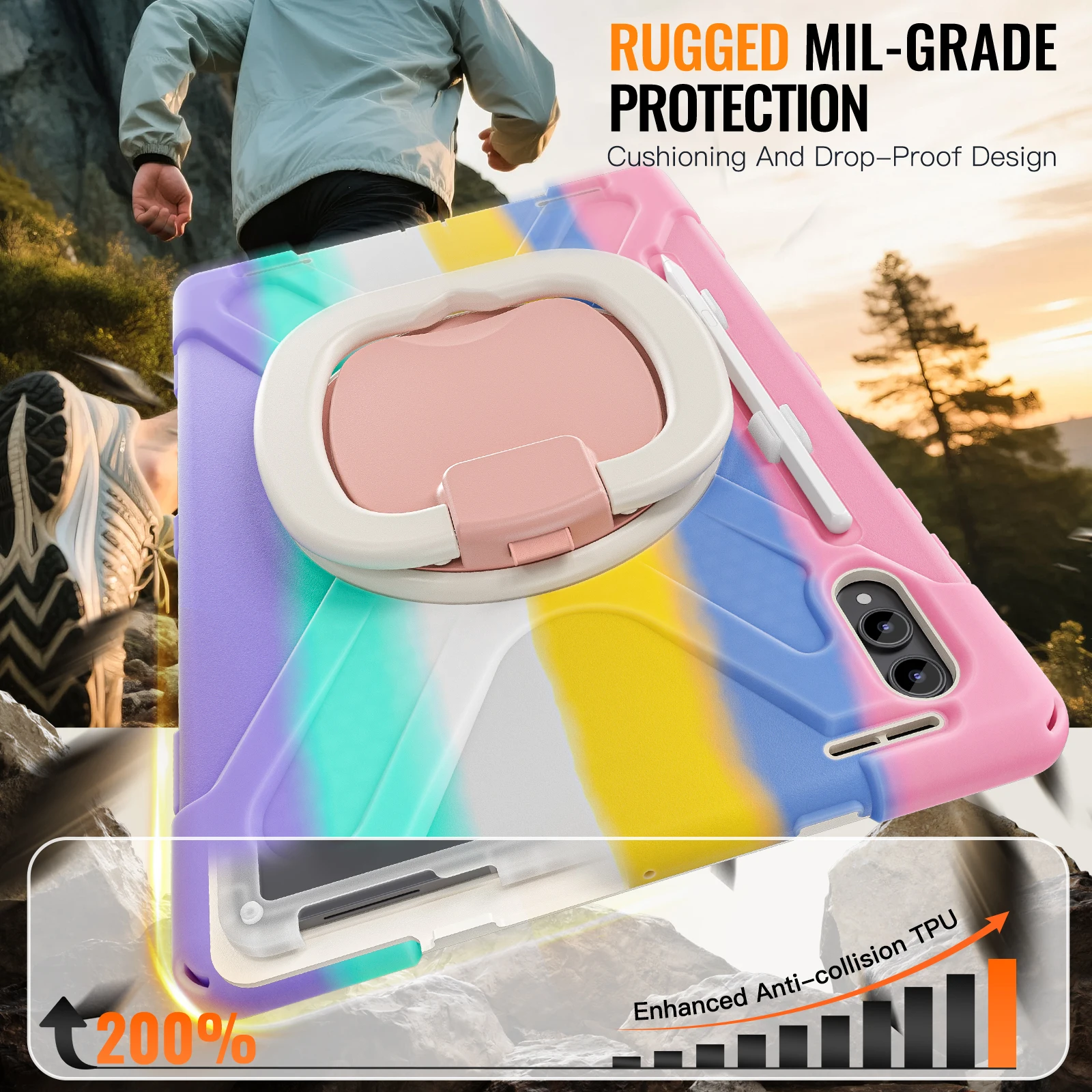 حافظة حماية شديدة التحمل لهاتف سامسونج جالاكسي تاب S11 Ultra SM-X930 SM-X936C 14.6 بوصة 2025 14.6 بوصة غطاء لوحي مع أشرطة