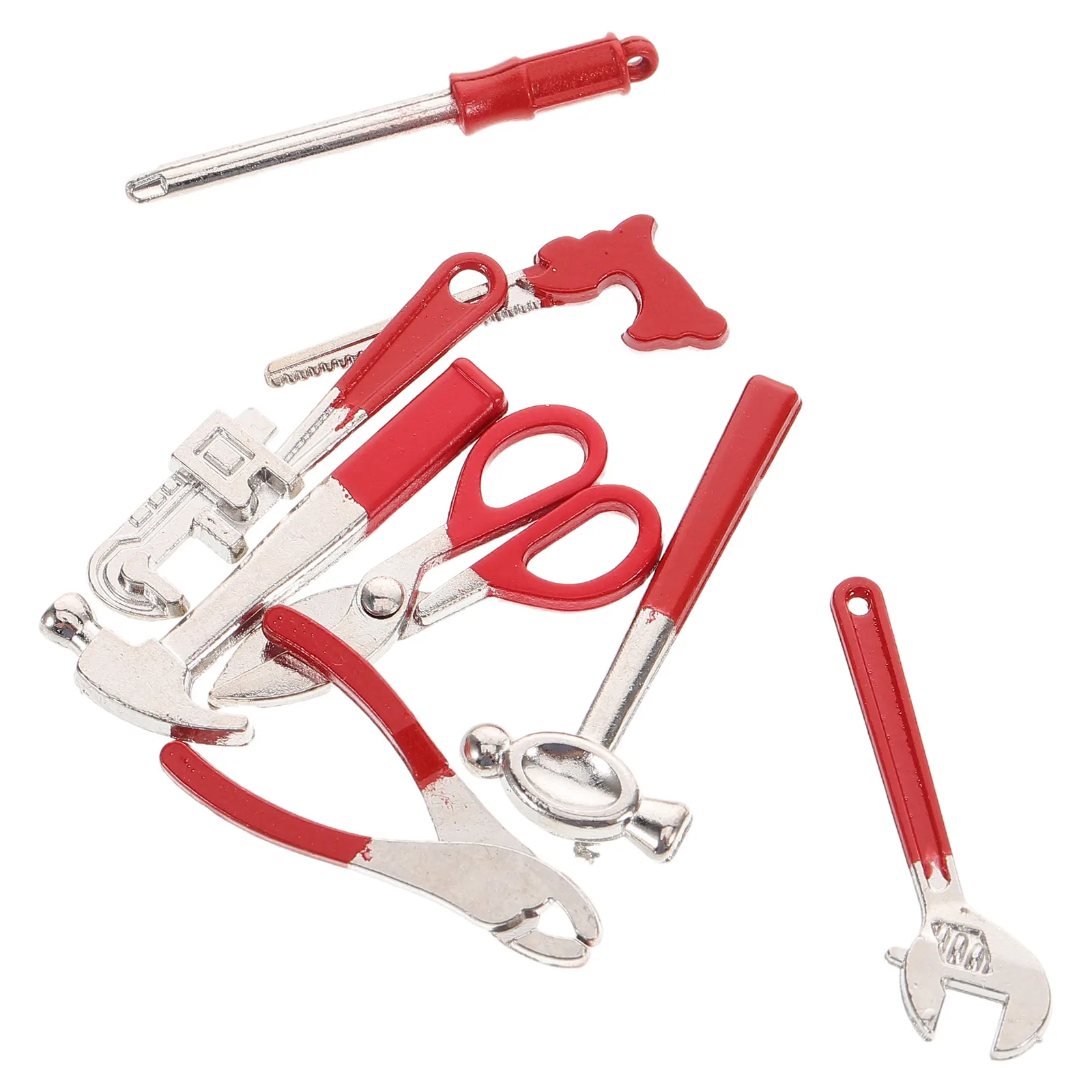 Ensemble de Mini clés à marteau, outils miniatures en métal pour décoration de maison de poupée, bricolage de construction de scène, accessoires de photographie, petit outil 8 pièces