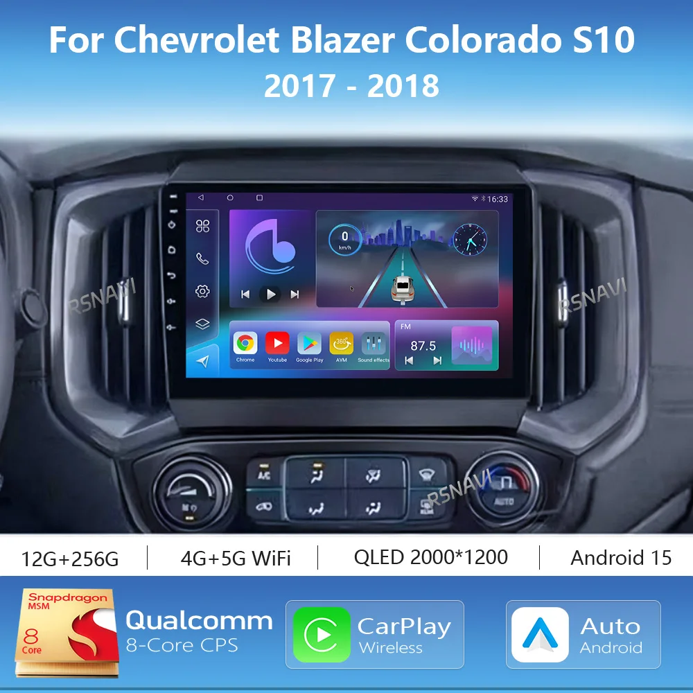 Android 15 Carplay Auto 2K экран автомобильный мультимедийный радиоплеер для Chevrolet Blazer Colorado S10 2018 авторадио стерео головное устройство