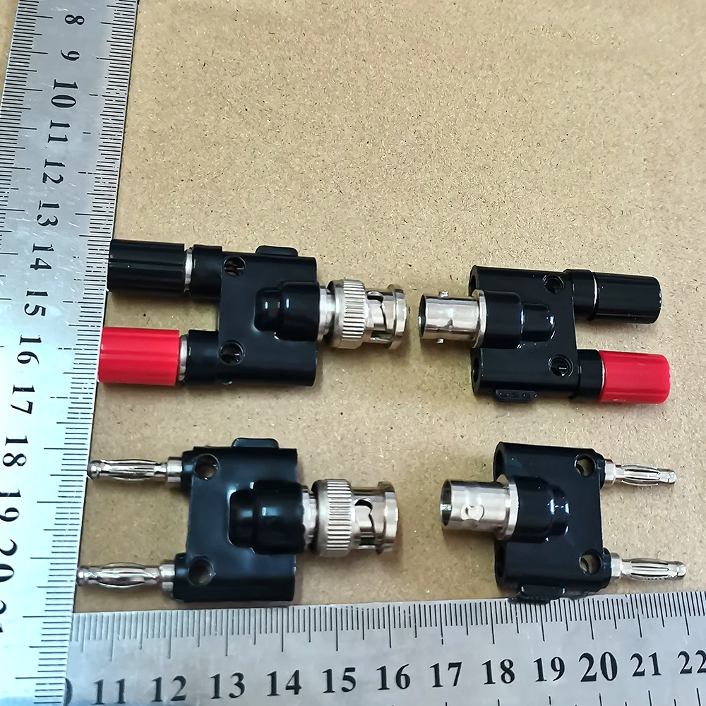 1 Stück BNC Q9 Adapter BNC Stecker auf zwei Dual 4mm Bananenstecker RF Koaxialverbinder BNC T-Stück 3-Wege-Splitter RF Adapter – Detail 3