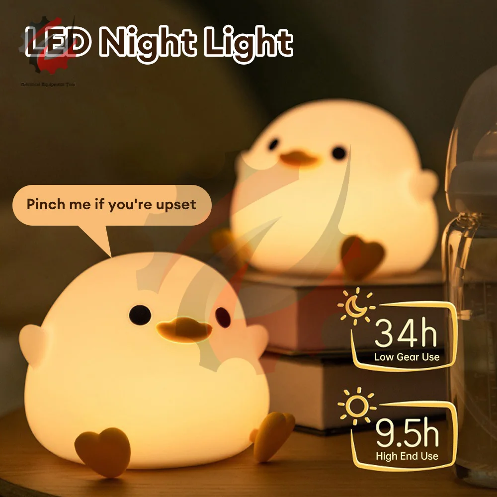 Inductive LED Night Light Cute Duck Cartoon Animals Silicone Lamp For Children Kid Rechargeable Mini Night Lamps Silicone Lights