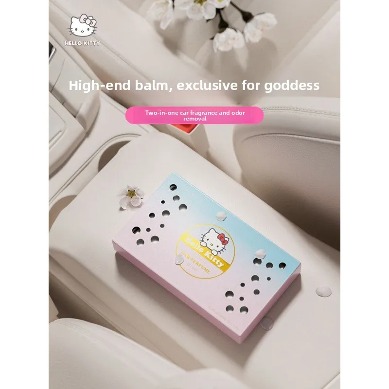 Hello Kitty Car Aromatherapy Solid Perfume Box for Women's High end Car Fragrance Deodorization Odor Removal Fragrant Tablets