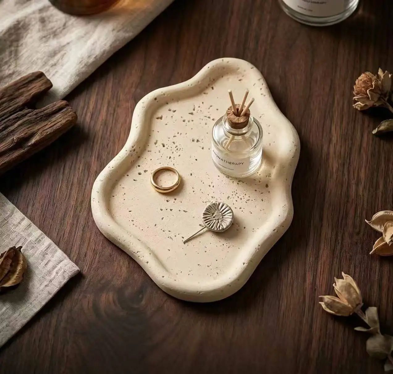 Travertine Storage Tray | Irregular Jewelry Dish