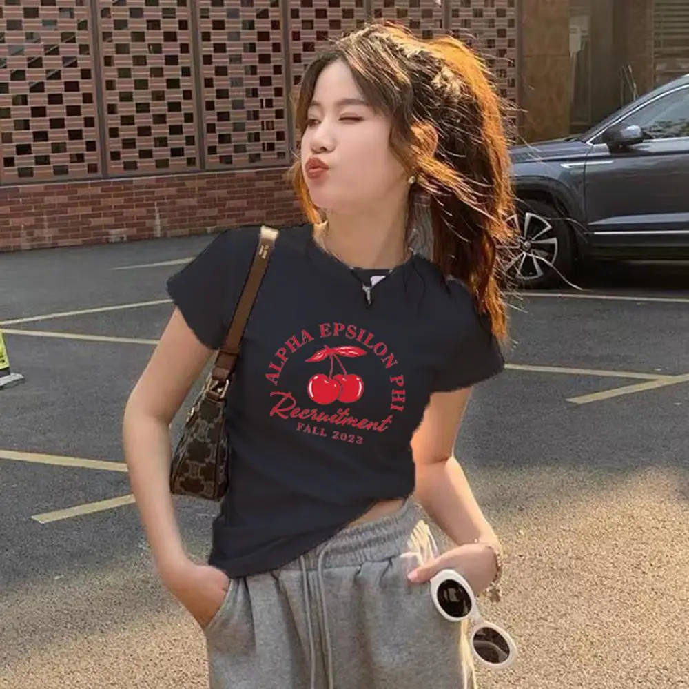 

Women's Causal Slim Fit T Shirt Korean Screen Pattern Beautiful Shape Comfortable Tops Tees Fashion T-Shirts