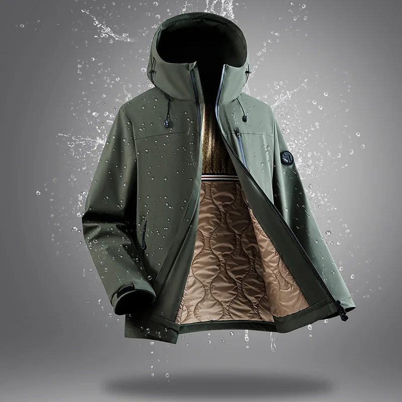 

Unisex Hooded Winter Wool Jacket, Thickened Warm Outdoor Waterproof Windbreaker Cotton Coat