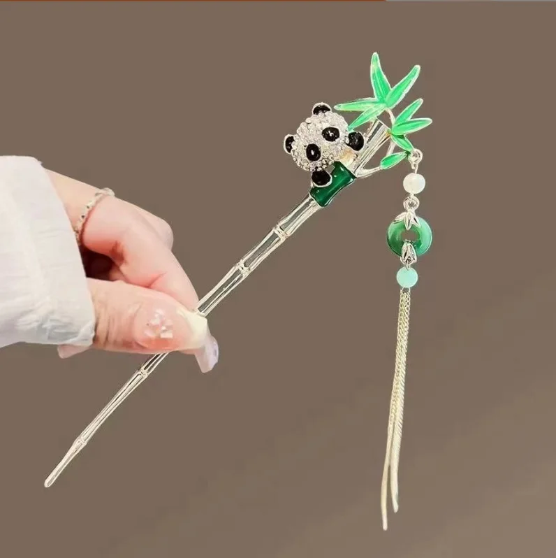 Elegante chinesische Stil Haarstab Haarspange Dutt Quaste Haarnadel traditionelle Blumenmuster Frisur Frauen Schmuck Haarschmuck – Detail 9