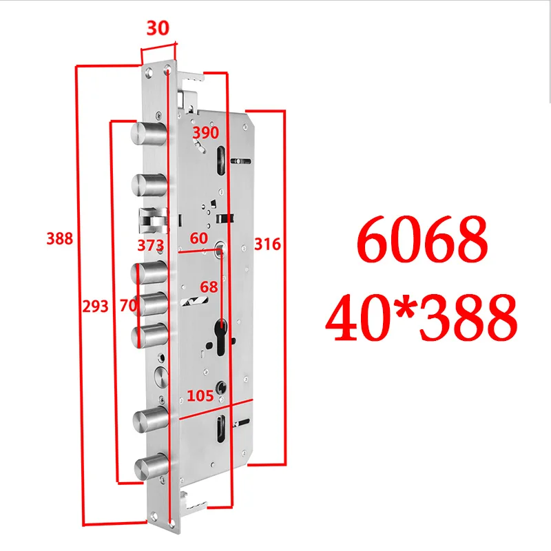 6068,7068, 7568 30*388 40*388 steel security door lock body,Mechanical lock and fingerprint lock body accessories width 75mm