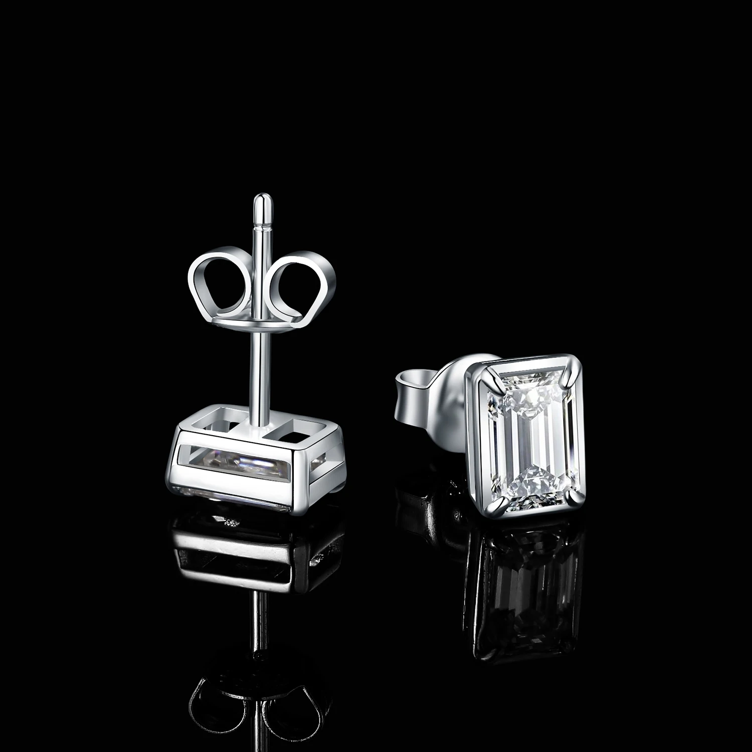 JewelryPalace Emerald Cut 5A Cubic Zirconia Wedding Engagement 925 Sterling Silver Stud Earrings for Woman Anniversary Gift