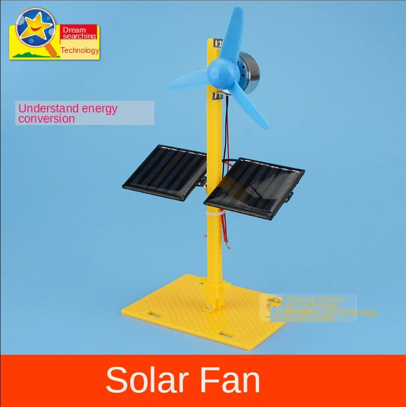 Double Powered Solar Fan Models Technology DIY Building Toy for Children Creative Science Model for Gift