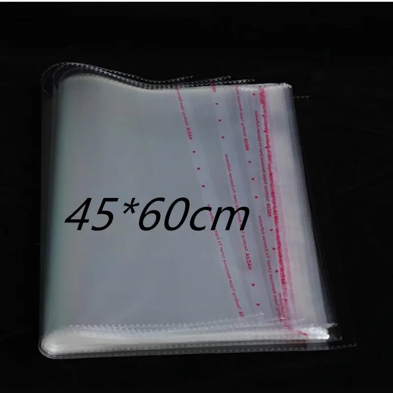 100Pcs 45x60cm Clear Self Adhesive Seal Plastic Bags Transparent Opp Packing Bags for T Shirt, Clothes Packaging Clear Storage