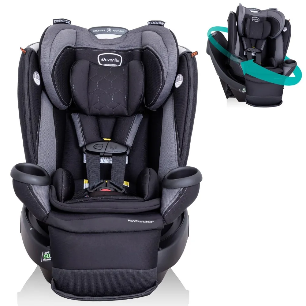 Extend Rotational All in 1 Convertible Car Seat, Rear Facing up to 50 Pounds with 360 Degree Rotation and 3 Modes, Revere Gray