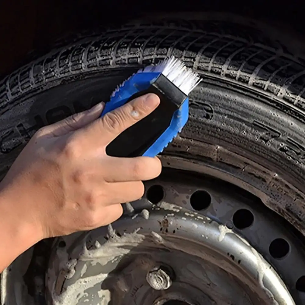 Ergonomic Car Brush Heavy Duty Carpet Brush for Car Floor Mats Hard Bristle Tire Rim Tool Non-slip Handle Car Wheel Brush