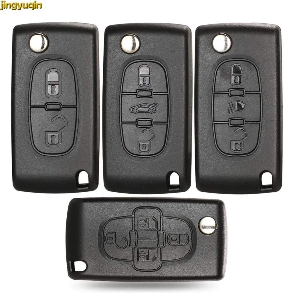 

Jingyuqin 2/3/4BTN Remote Flip Car Key Shell For Peugeot Partner 107 307 407 607 807 Citroen C2/3/4/5/6/8 Berlingo Xsara Picasso