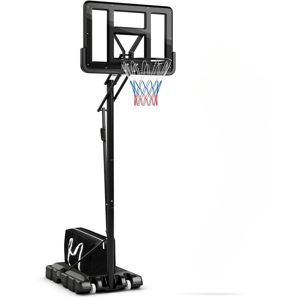 

Basketball Hoop, Grip-and-Pull 4.6-10 Ft Height Adjustable Basketball Goal with 44" Shatterproof Backboard, 18’’ Metal Rim