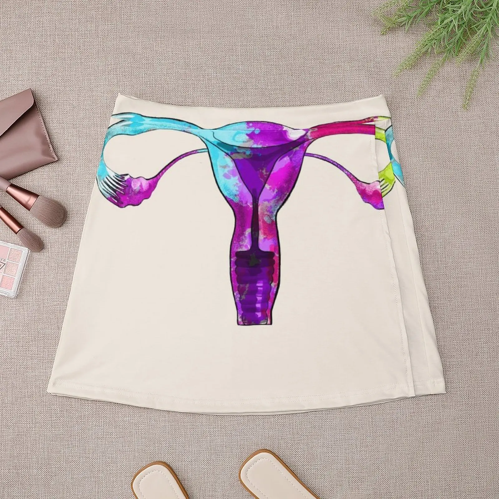 Color Uterus Pro choice Feminist blue purple watercolor Mini Skirt girls skirt skirt set Women's summer skirts Mini