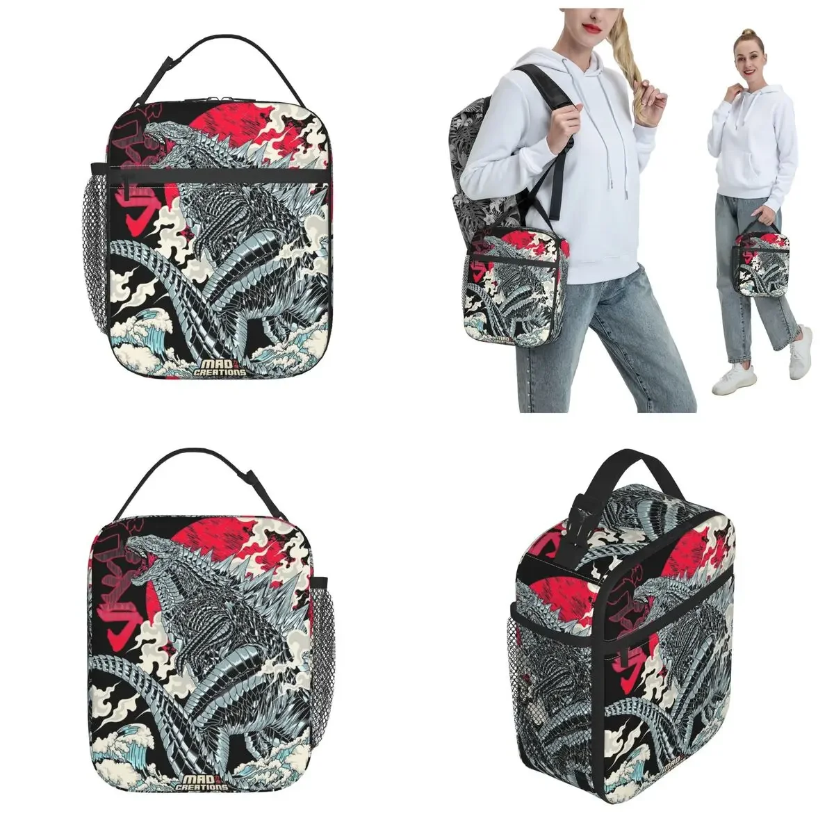 Godzillaed The King Of Monster Thermal Insulated Lunch Bag for Picnic Kaiju Portable Food Bag Thermal Cooler Lunch Boxes