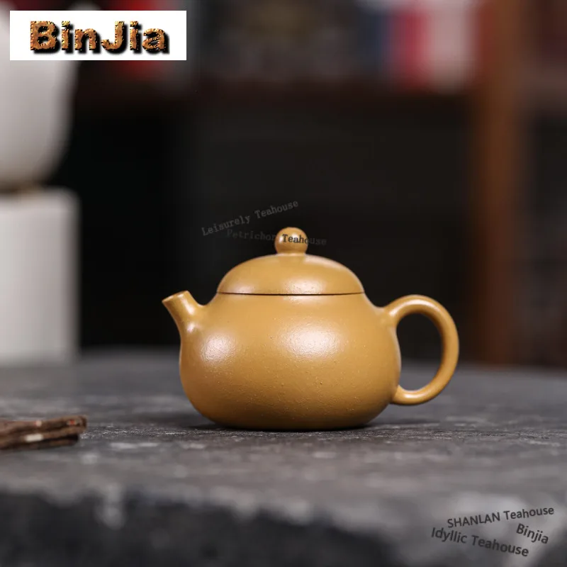 

90ml Luxury Yixing Purple Clay Teapots Handmade Wen Dan Pot Raw Ore Gold Zhu Mud Kettle Chinese Zisha Tea Set Collection Craft