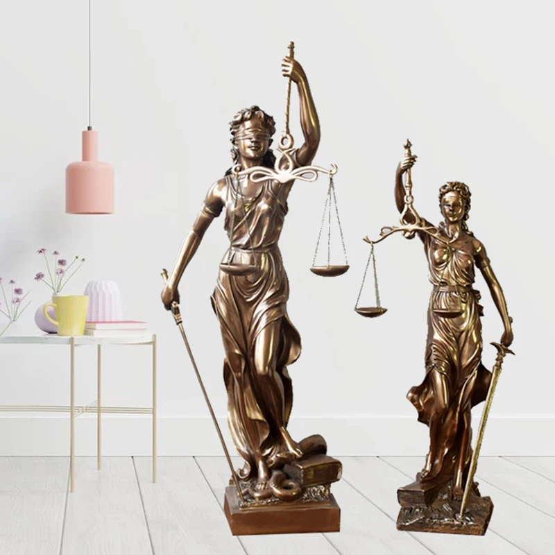 Imitation copper Justice Goddess resin sculpture,Law Firm Decoration,gift,Modern home decoration,Justice Goddess Statue bookend