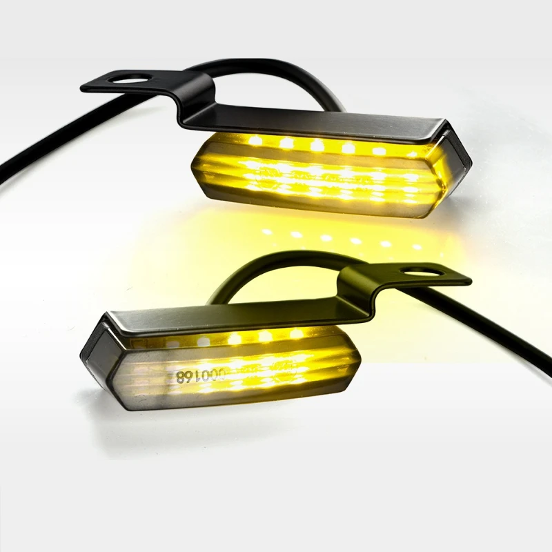 

2Pcs Mini Motorcycle Turn Signal Lights Moto Handlebar Horn LED Flowing Mini Turn Signal Indicator Light For Cafe Race