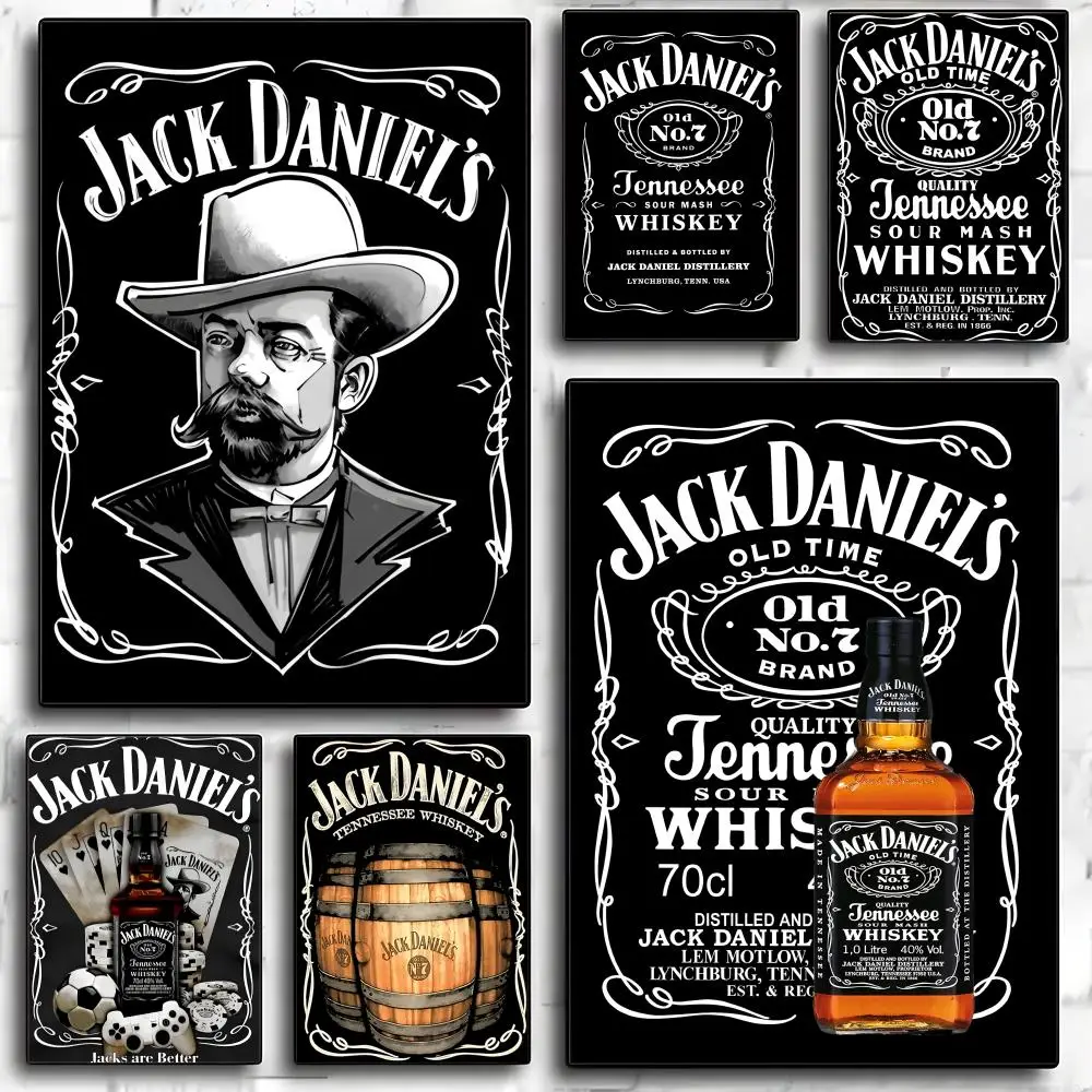 Póster de j-jack Daniels, pegatina artística de pared de papel PP moderna, decorativa minimalista para cafetería, oficina, Bar, decoración de pared del hogar, regalo