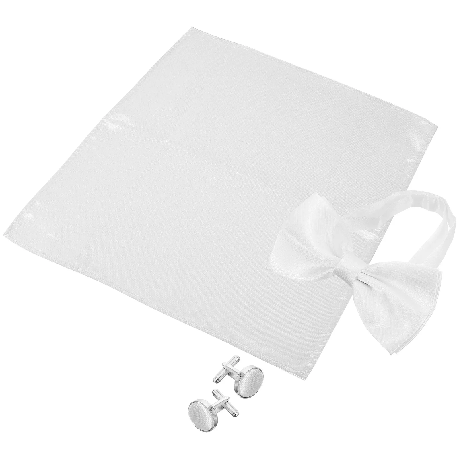 

1Set Pre-Tied Bow Tie Handkerchief Cufflinks Men Groom Costume Accessories Stylish Suit Pocket Square Business Prom