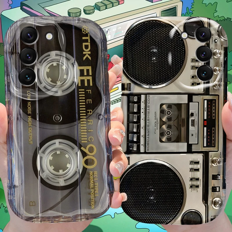 Tape Deck Recorder Case for Samsung Galaxy S26 S25 S24 Plus S23 Ultra S22 S21 S20 FE A73 A71 4G A57 A56 A55 A54 5G A53 Cover