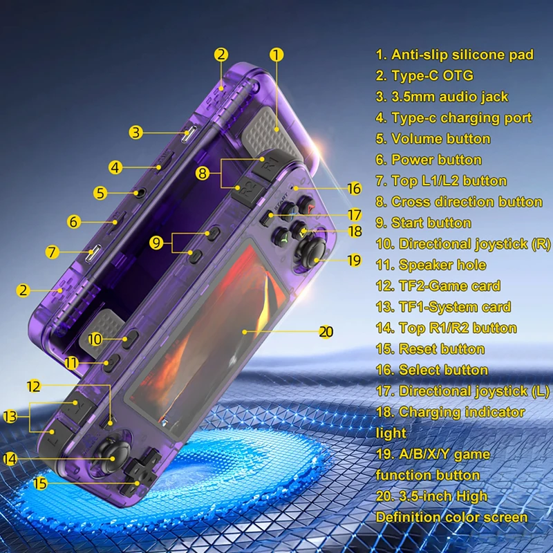 Console de jeu vidéo Portable rétro R36H, écran IPS de 3.5 pouces, 128 go, 3000 mAh, système Linux Open Source, lecteurs portables pour garçons, cadeau