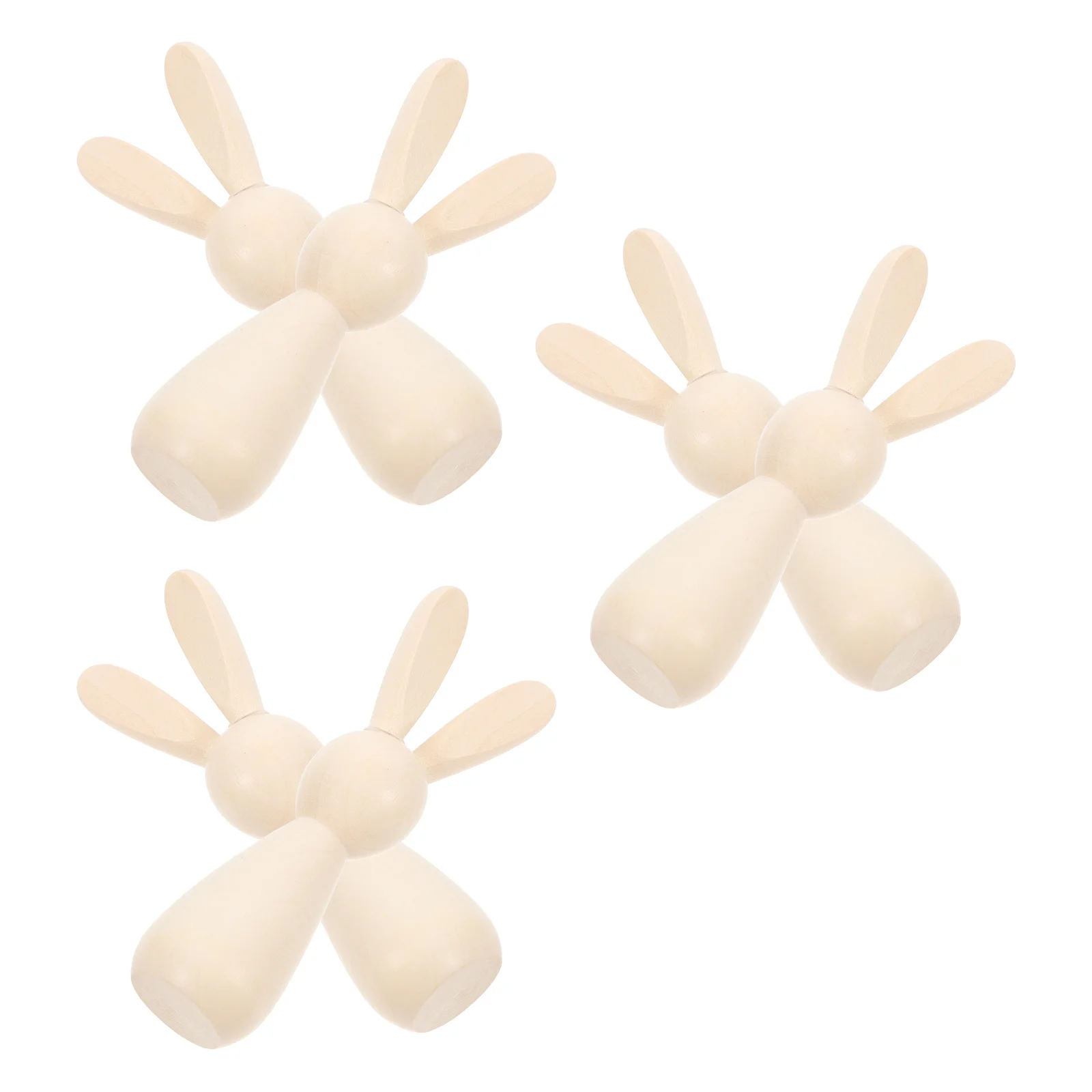 6個の未塗装木製ペグバニー スムースクラフトフィギュア DIYグラフィティアート 子供の創造性 手作り 家族アクティビティプロジェクト用