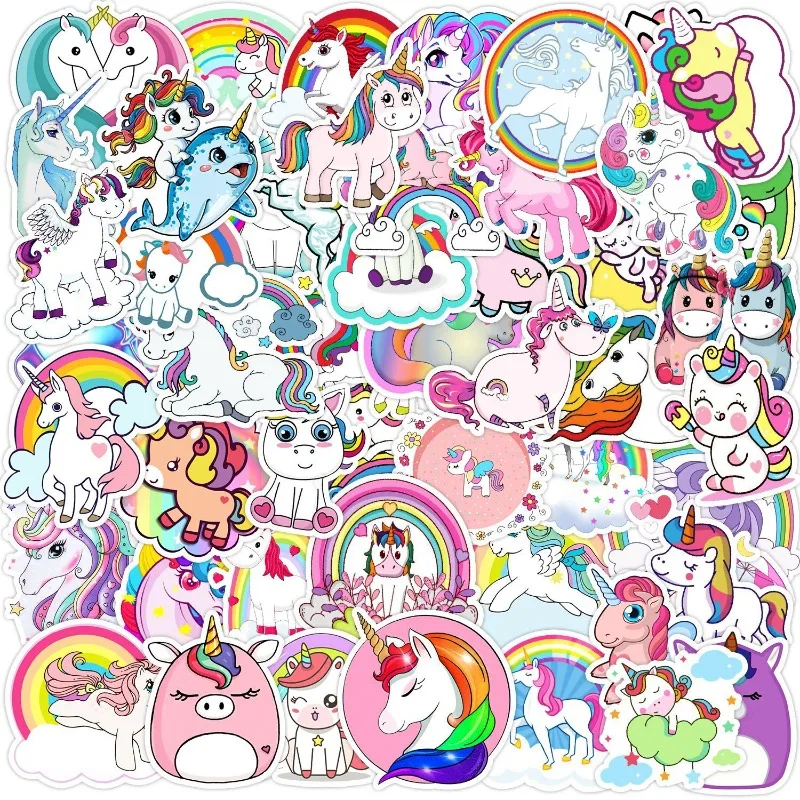 

50PCS New Unicorn Sticker Car Mobile Phone Computer Skateboard Kettle Decorative Sticker Hand Account Sticker